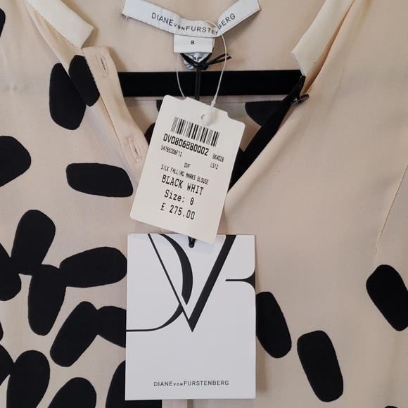 Diane Von Furstenberg Blouse Black & Beige - Picture 3 of 3